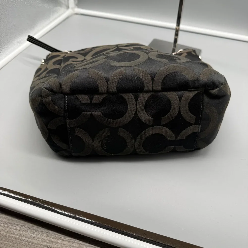 Y2K Coach Madison Signature C Black Jacquard Patent Leather Hobo Bag 14127